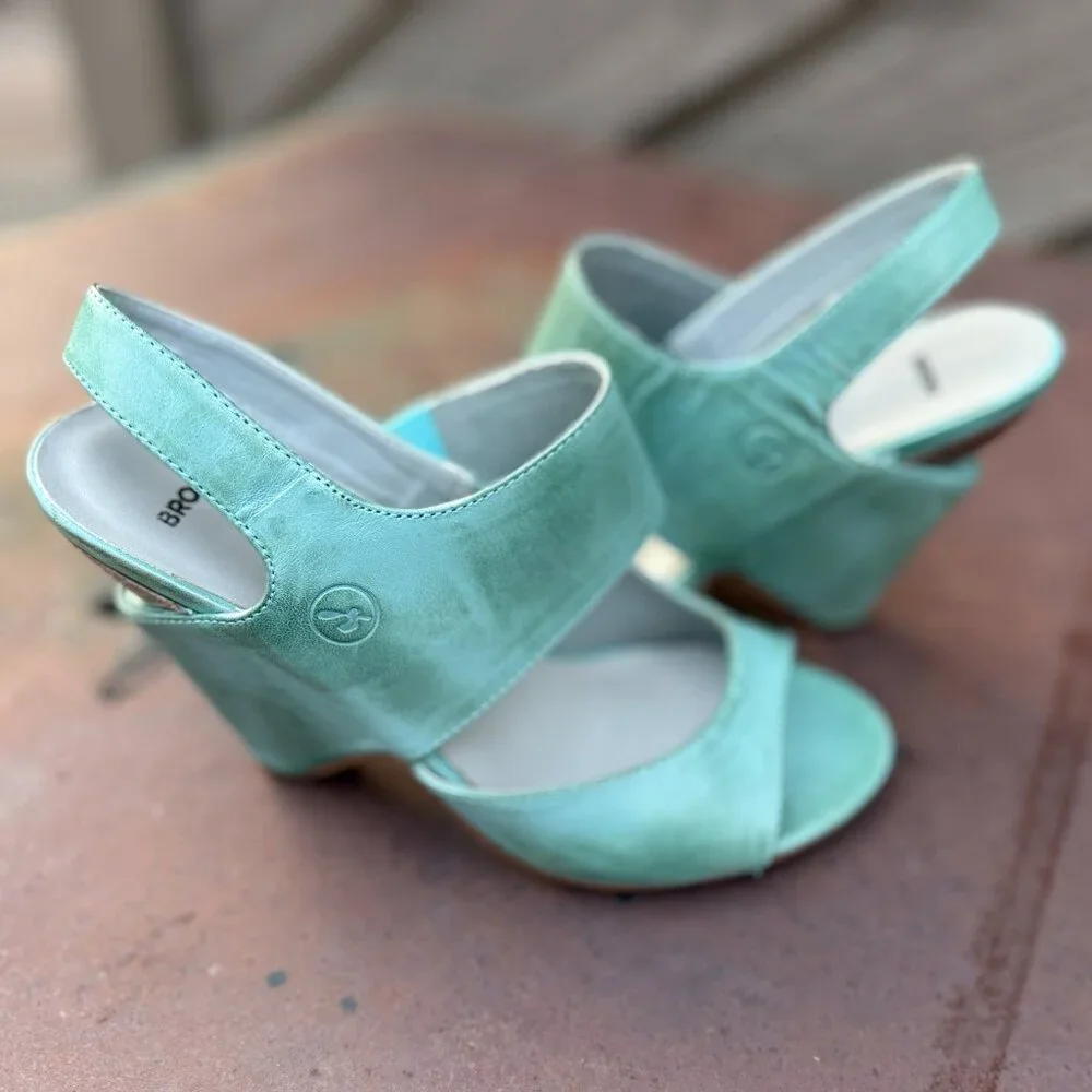 Vintage Bronx Shay Aqua Slingback Wedge Sandal EU 37 / US 7